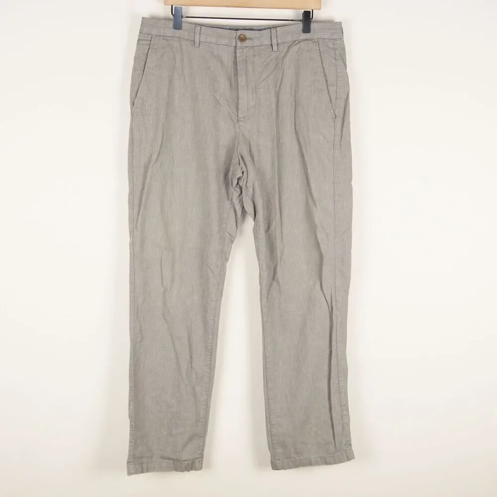 Banana Republic Kentfield Straight Fit Pant Harringbone Gray Pants Mens 36 x 32